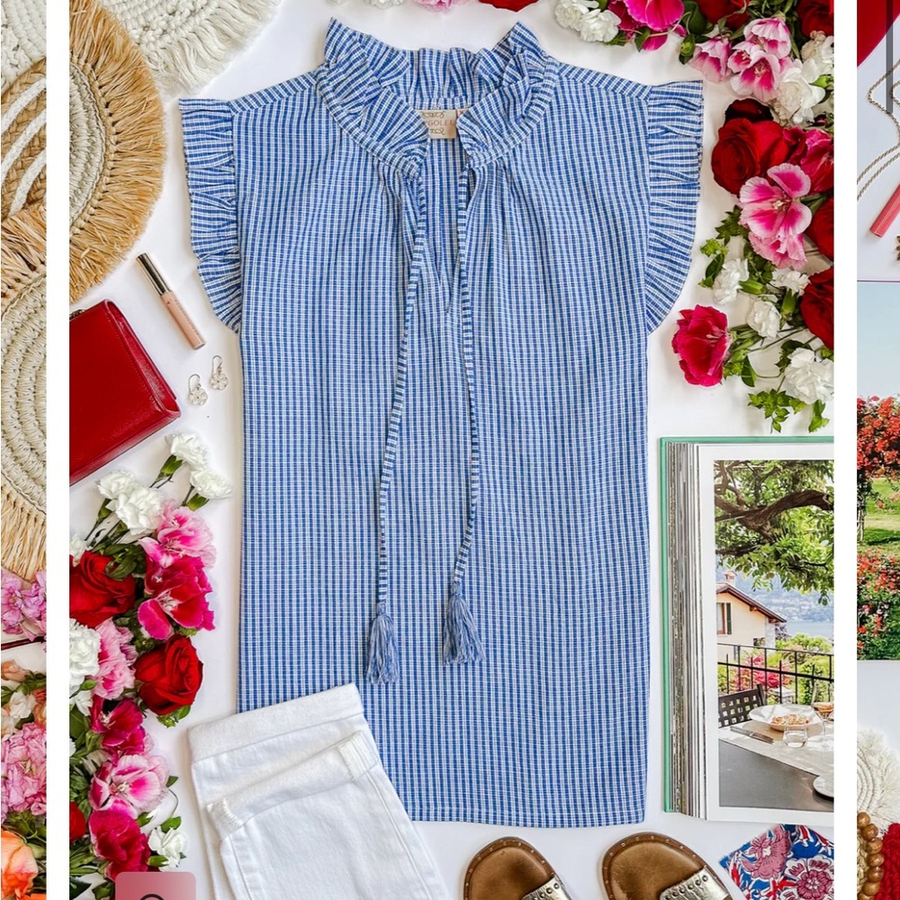 Rungolee Francesca Cotton Blouse Blue Oxford New With Tags